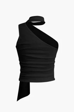 One-shoulder Tank Top With Scarf