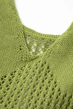 Open Knit Ruffle Hem Cami Mini Dress