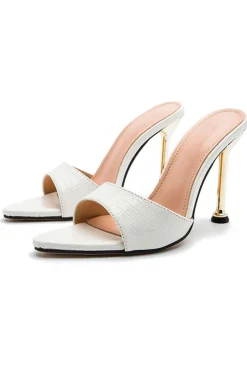 Open Pointed Toe Ankle-strapless High-heeled Sandals