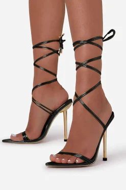 Open Pointed-toe Lace-up High Heels