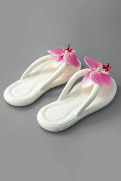 Orchid Decoration Flip Flop Slippers