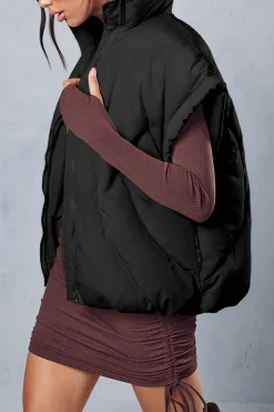 Padded Cap-Sleeve Zip Vest