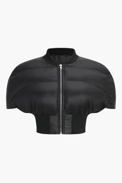 Padded Zipper Cropped Puffer