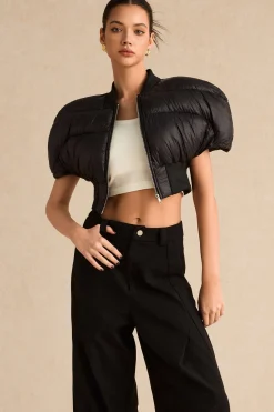 Padded Zipper Cropped Puffer