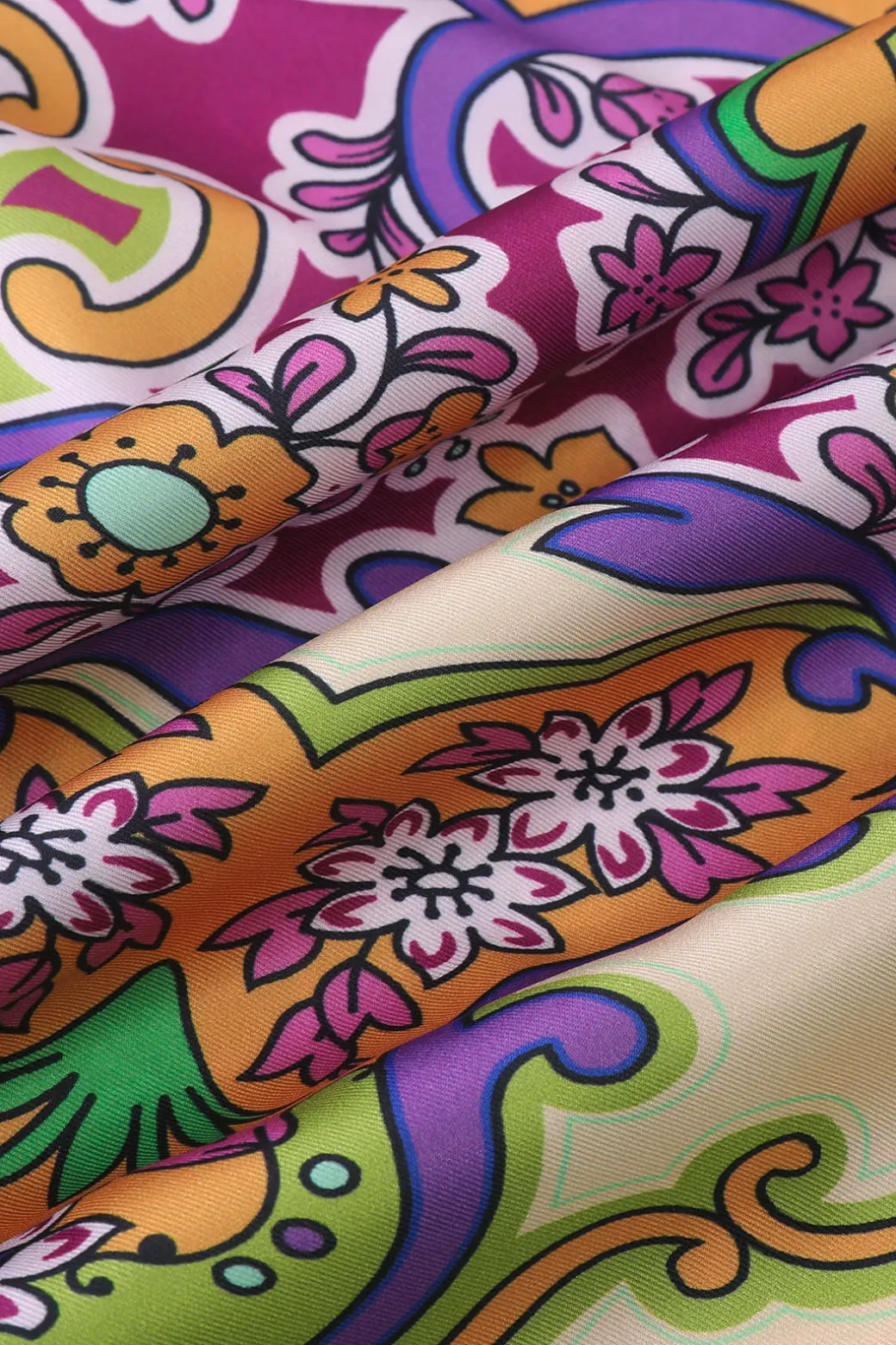 Paisley Print Ruched Midi Skirt