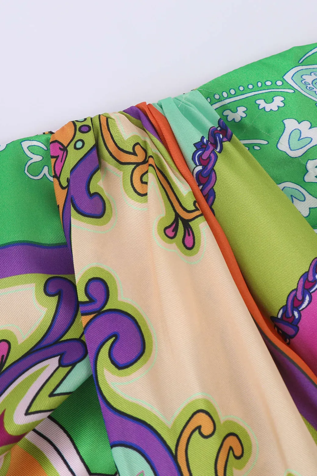 Paisley Print Ruched Midi Skirt