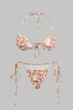 Paisley Print Tie-Up Bikini Set