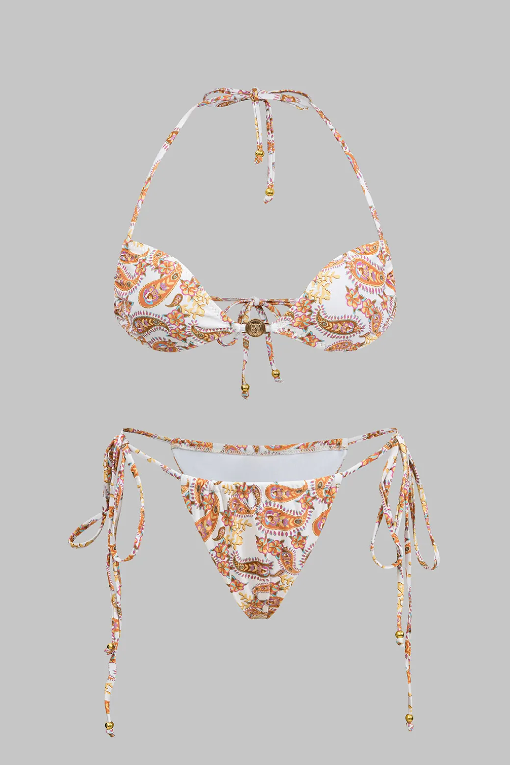 Paisley Print Tie-Up Bikini Set