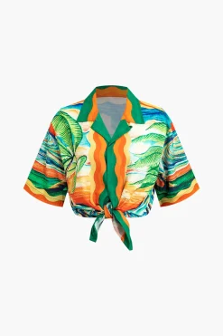 Palm Tree Print Shorts Set