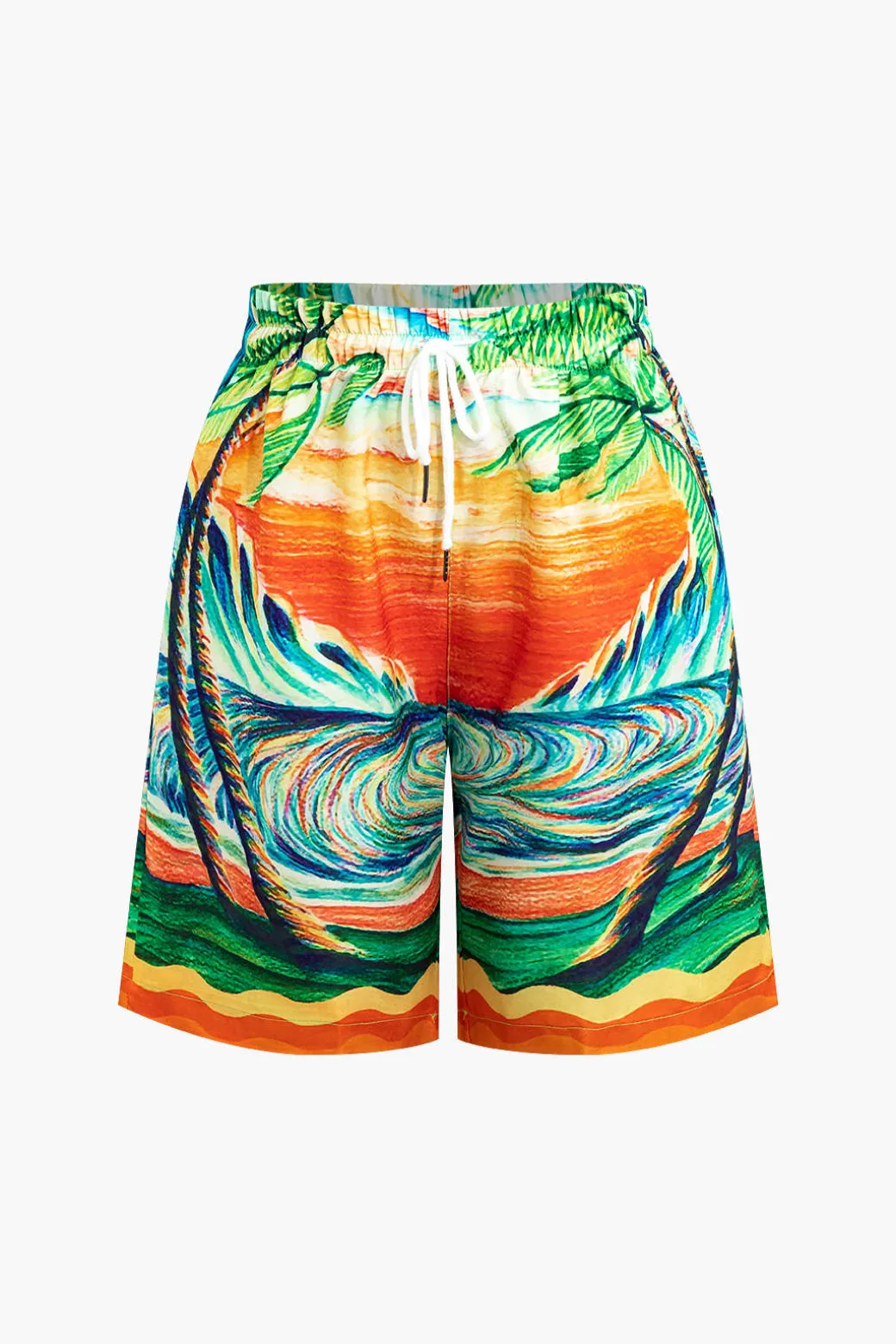 Palm Tree Print Shorts Set