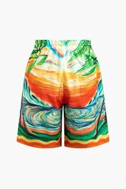 Palm Tree Print Shorts Set