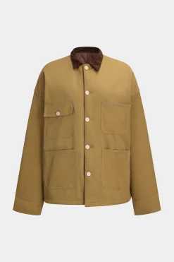 Patchwork Button Pocket Long Sleeve Jacket
