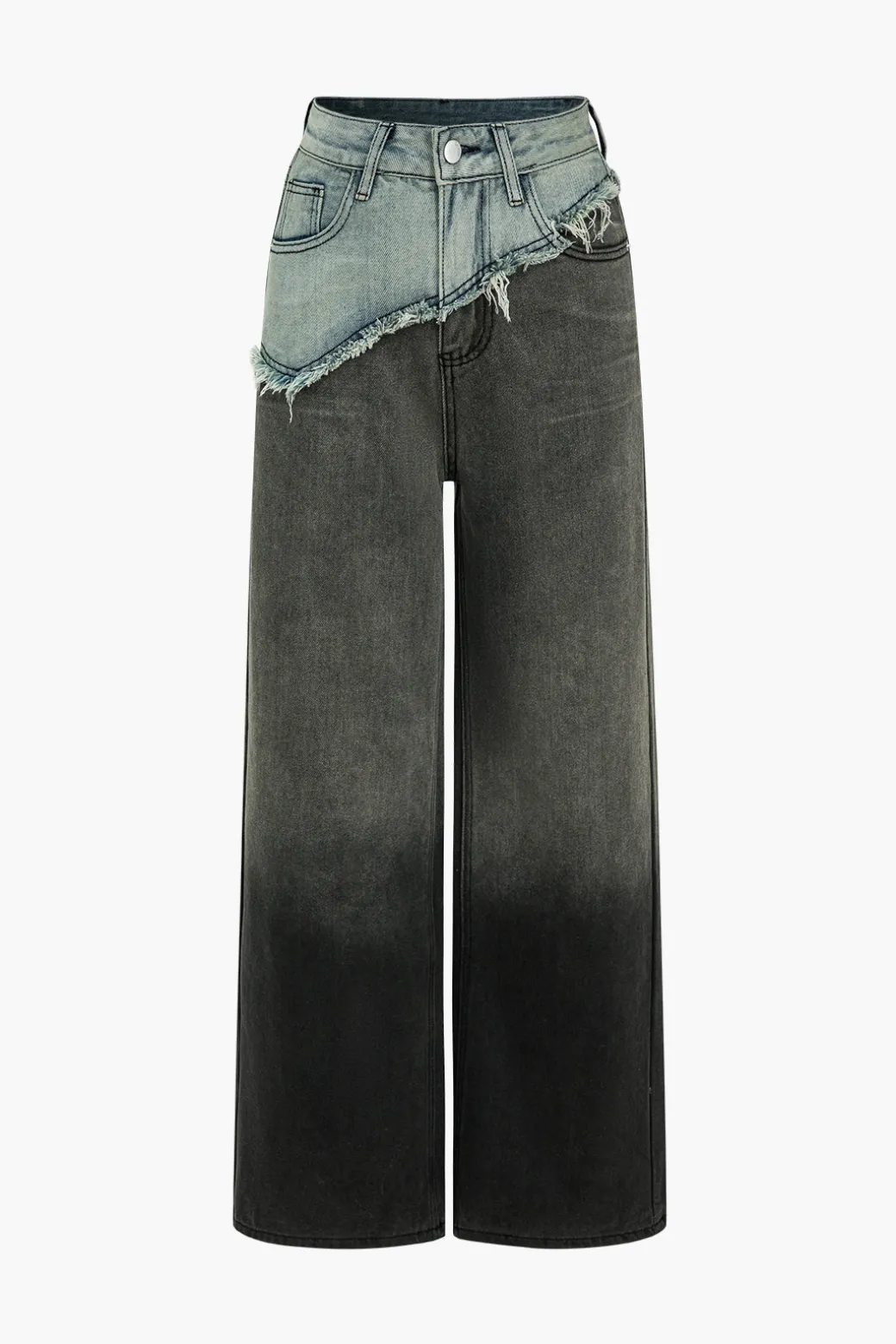 Patchwork Color Block Wide Leg Jeans