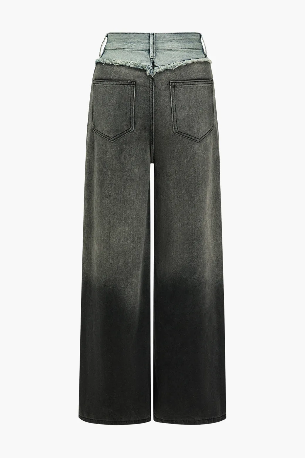 Patchwork Color Block Wide Leg Jeans