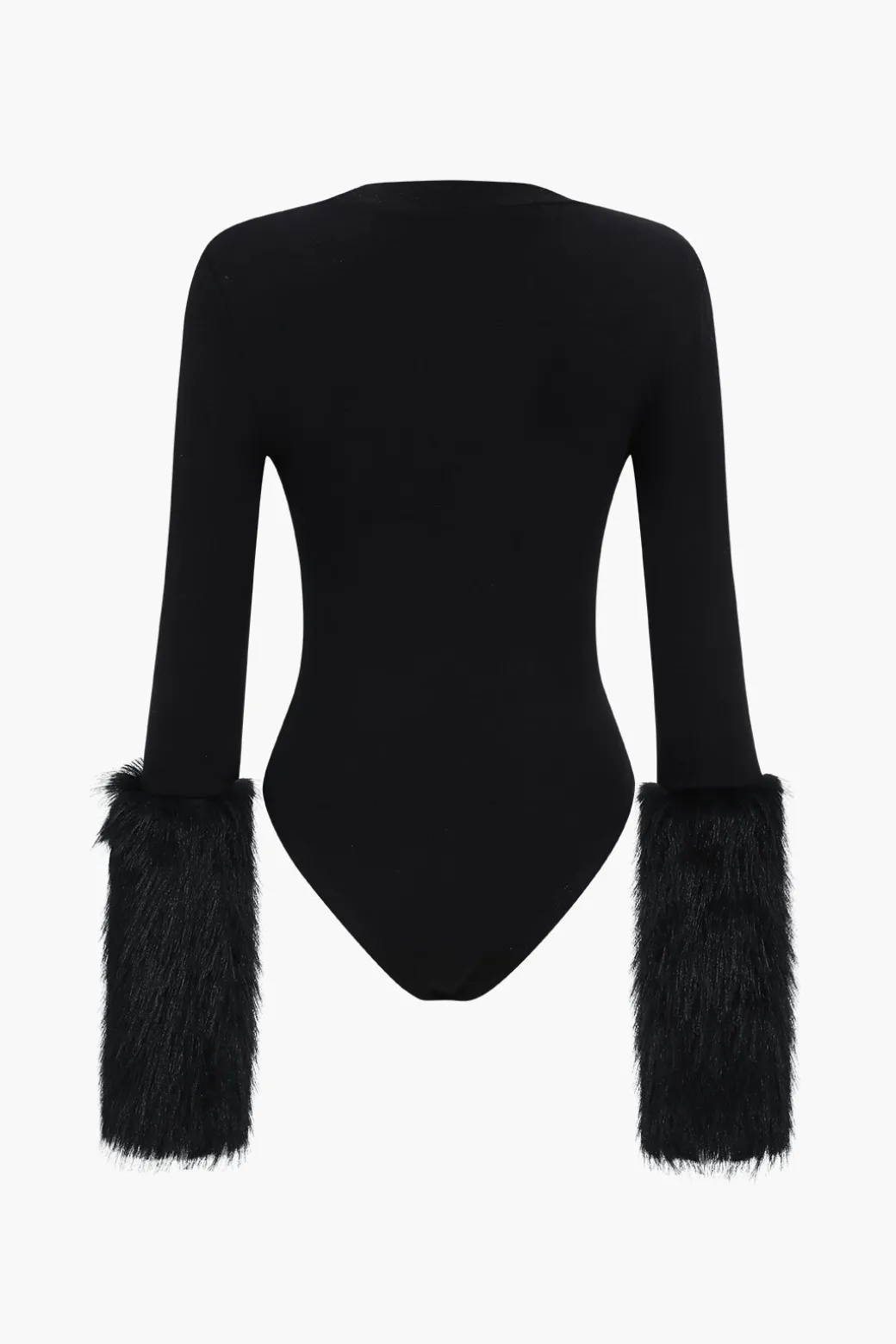 Patchwork Fur Long Sleeve Bodysuit