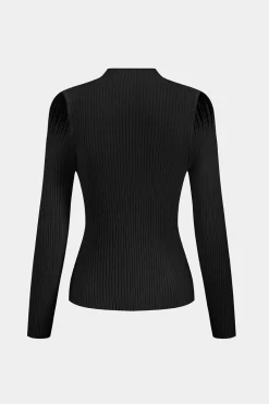 Patchwork Knit Long-Sleeve Top
