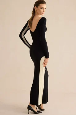 Patchwork Knit Maxi Skirt
