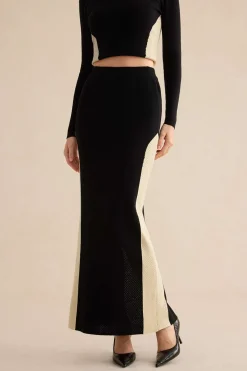 Patchwork Knit Maxi Skirt