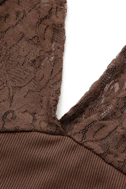 Patchwork Lace Tie V-neck Cami Top