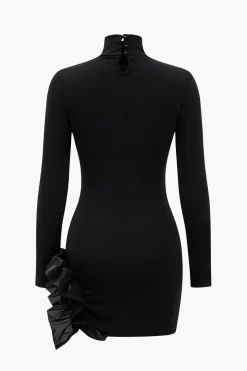 Patchwork Long Sleeve Mini Dress