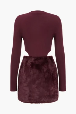 Patchwork Long Sleeve Mini Dress