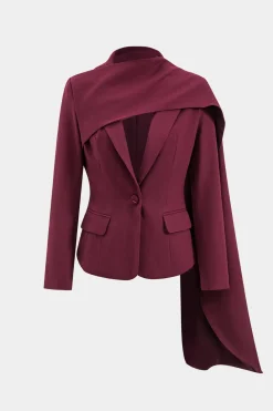 Patchwork Long-Sleeve Notched Lapel Blazer