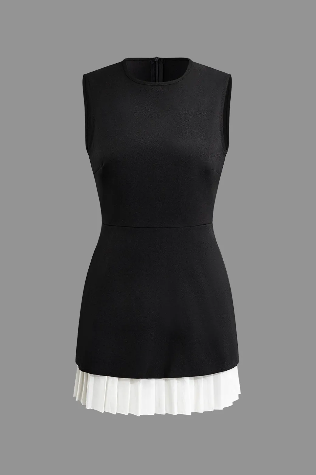 Patchwork Pleated Hem Tank Mini Dress