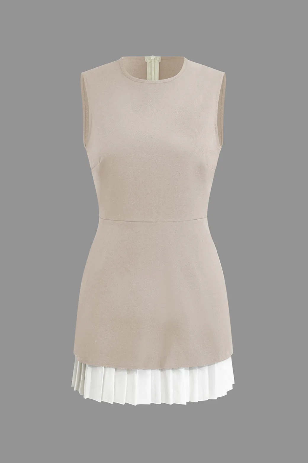 Patchwork Pleated Hem Tank Mini Dress