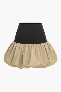Patchwork Puff Mini Skirt