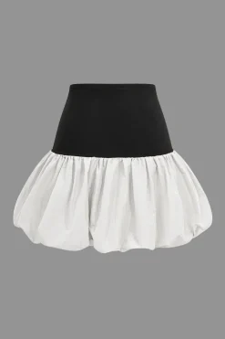 Patchwork Puff Mini Skirt