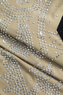 Patchwork Rhinestone Spaghetti Strap Sleeveless Mini Dress