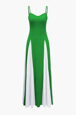 Patchwork Spaghetti Strap Maxi Dress