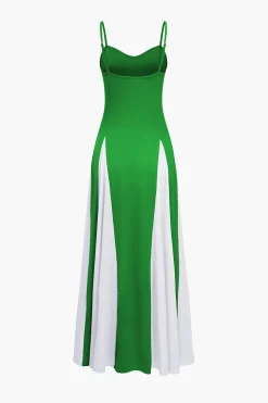 Patchwork Spaghetti Strap Maxi Dress