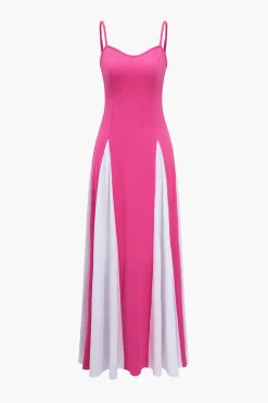 Patchwork Spaghetti Strap Maxi Dress