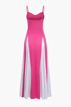 Patchwork Spaghetti Strap Maxi Dress