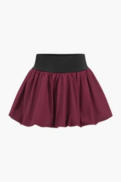 Patchwork Tie Up Top And Puff Skirt Set