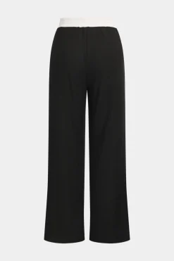 Patchwork Top And Drawstring Straight Trousers Set