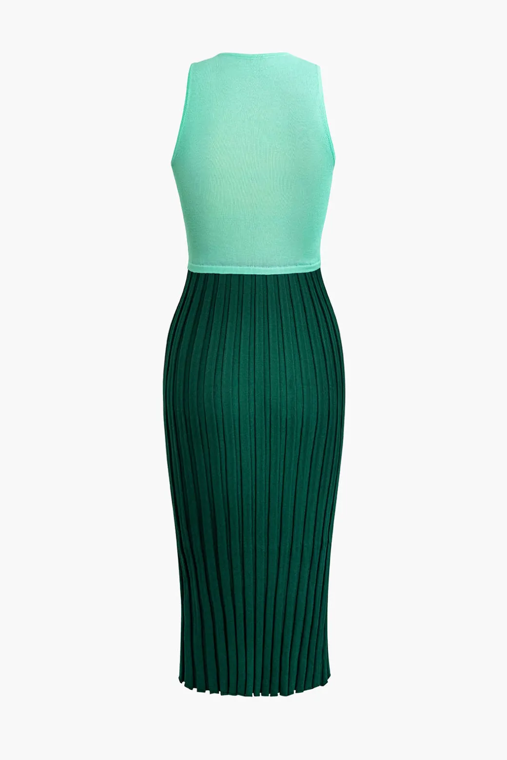 Patchwork V-Neck Tank Knit Midi Dress