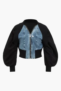 Patchwork Zipper Denim Outerwear Jacket