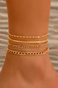 4pc Chain Anklet Set