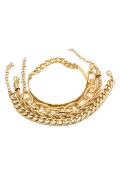 4pc Cuban Chain Link Bracelet Set