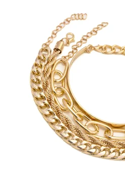 4pc Cuban Chain Link Bracelet Set