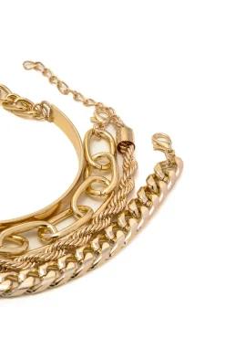 4pc Cuban Chain Link Bracelet Set
