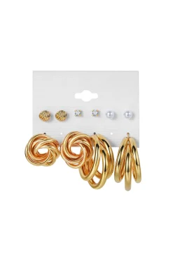 5pcs Geometric Circle & Faux pearl Earrings Set