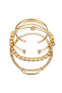 4-pcs Metal Chain Bracelet Set