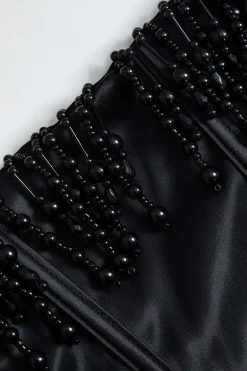 Pearl Braided Eyelet Corset Midi Dress