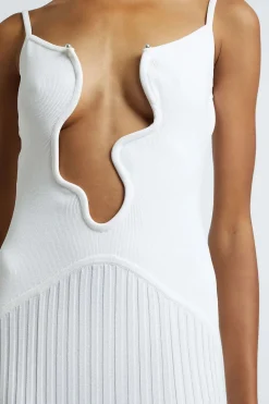 Pearl Detail V-neck Slip Knit Maxi Dress