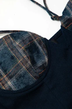 Plaid Detail Bustier Slip Mini Dress