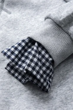 Plaid Print Patchwork Top And Drawstring Skirt Set