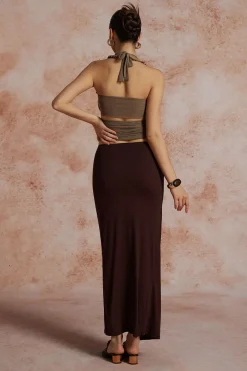 Pleated Mesh Halter Tank Top